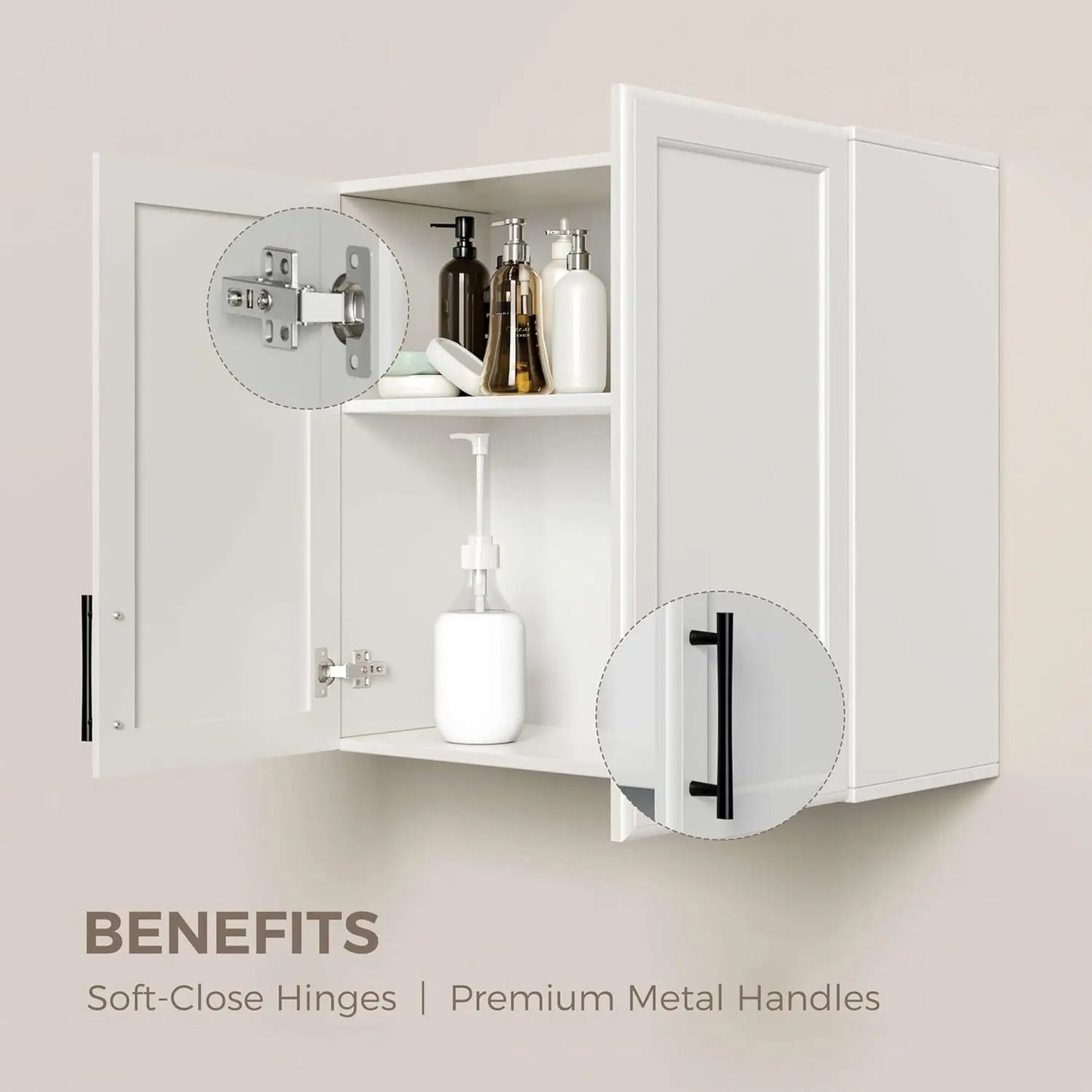 White Wall Mounted Storage Cabinet with Adjustable Shelf for Laundry Bathroom Kitchen 48", Customized
