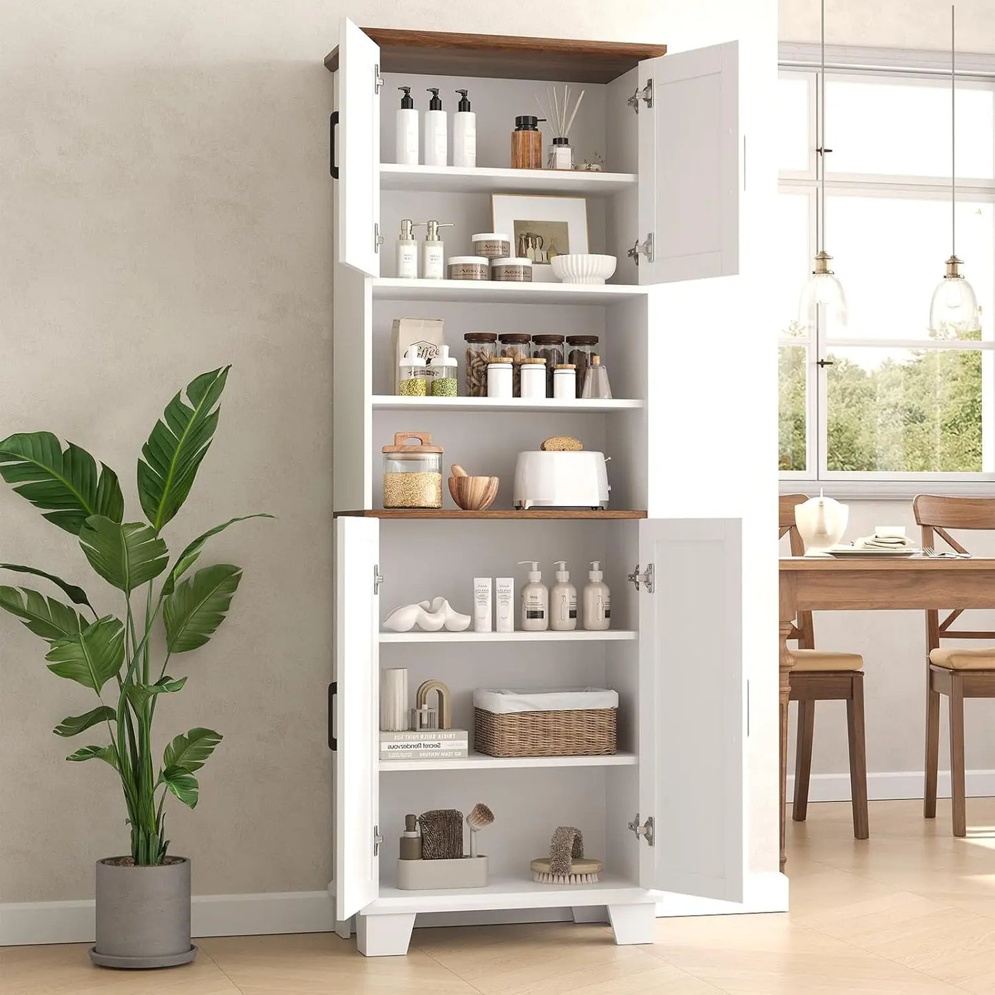 67.9 Tall Storage Cabinet 7 Adjustable Shelves Barn Door Pantry Cupboard Kitchen Bathroom Living Dining Room, Customized