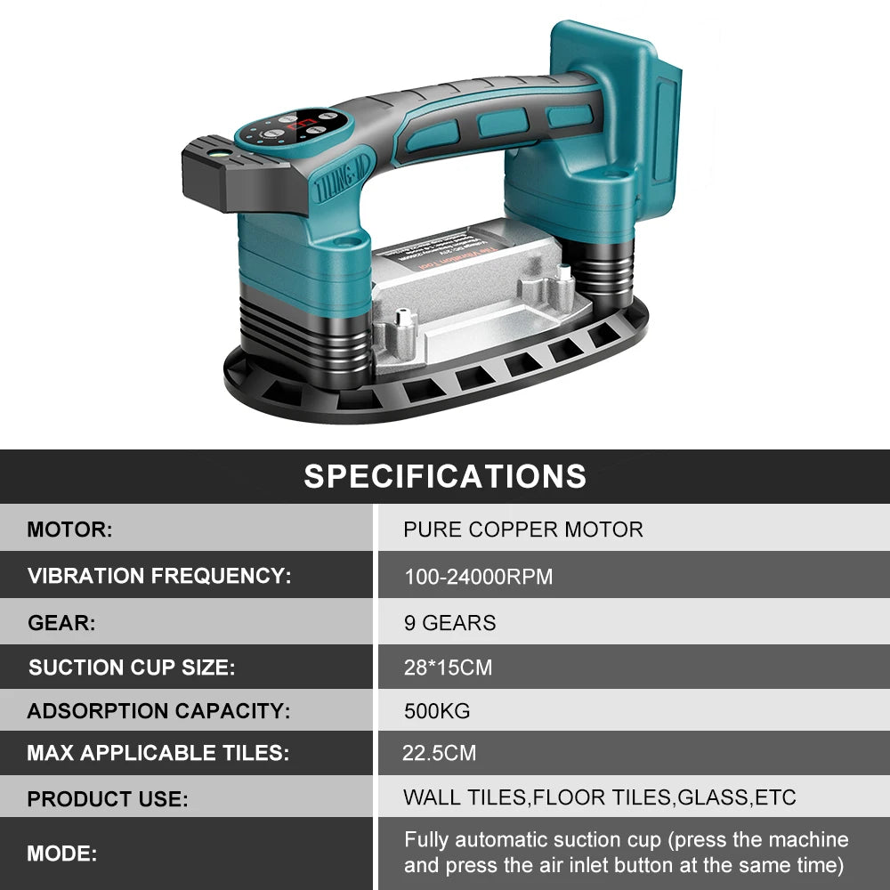 YEARTOP 9 Speed 500KG Tile Installation Tool Tile Laying Vibration Machine Vibrator Tiling Leveling Tool For Makita Battery