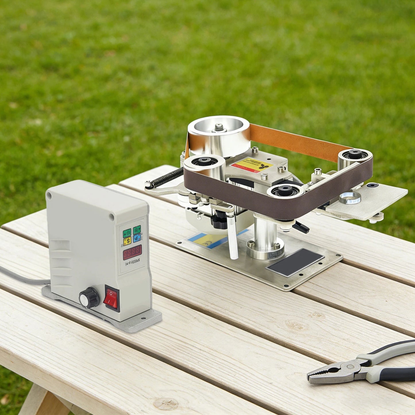 550W Desktop Belt Sander DIY Polishing Grinding Machine 5000rpm Abrasive Belt Machine for Metal Processing/Jewelry Making