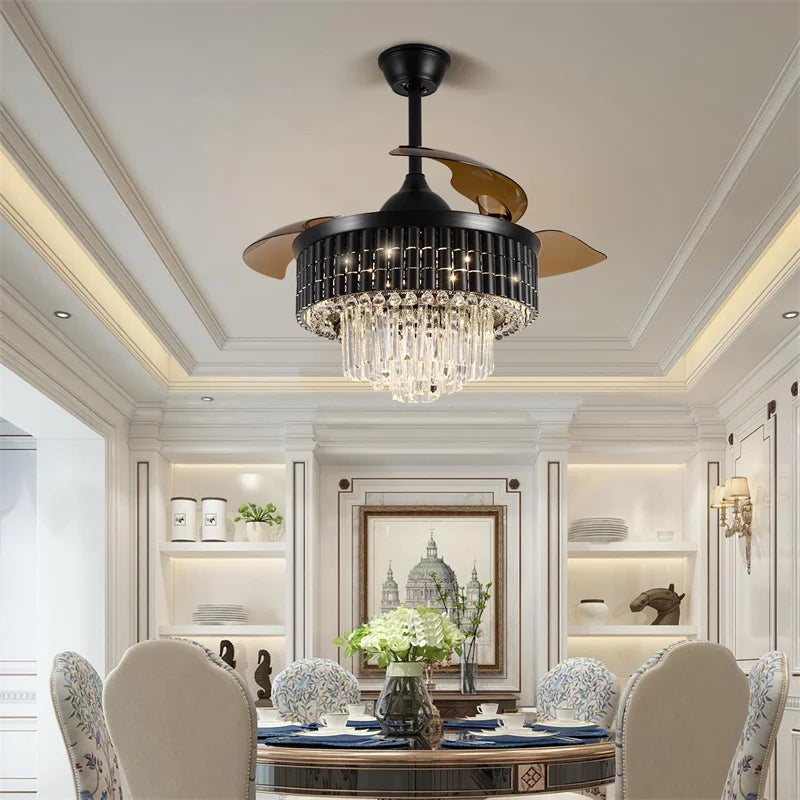 Modern Intelligent Ceiling Fan Lights  App Rc Adjustable 6 Level Speed Luminaire Bedroom Led Fandelier Lamp Indoor Pendant Light