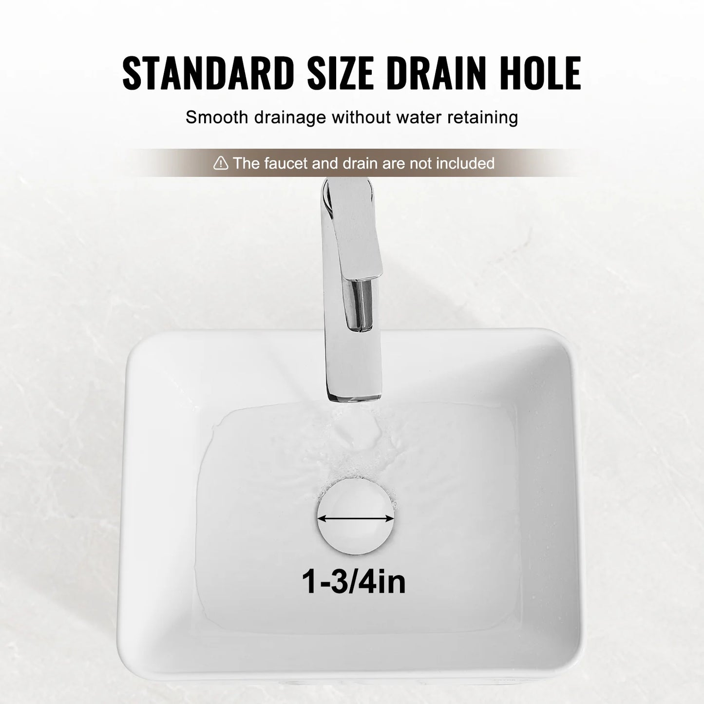SucceBuy Rectangle Vessel Sink Bathroom Vessel Sink Countertop White Ceramic Bathroom Sinks Above Counter for Bathroom/Toilet