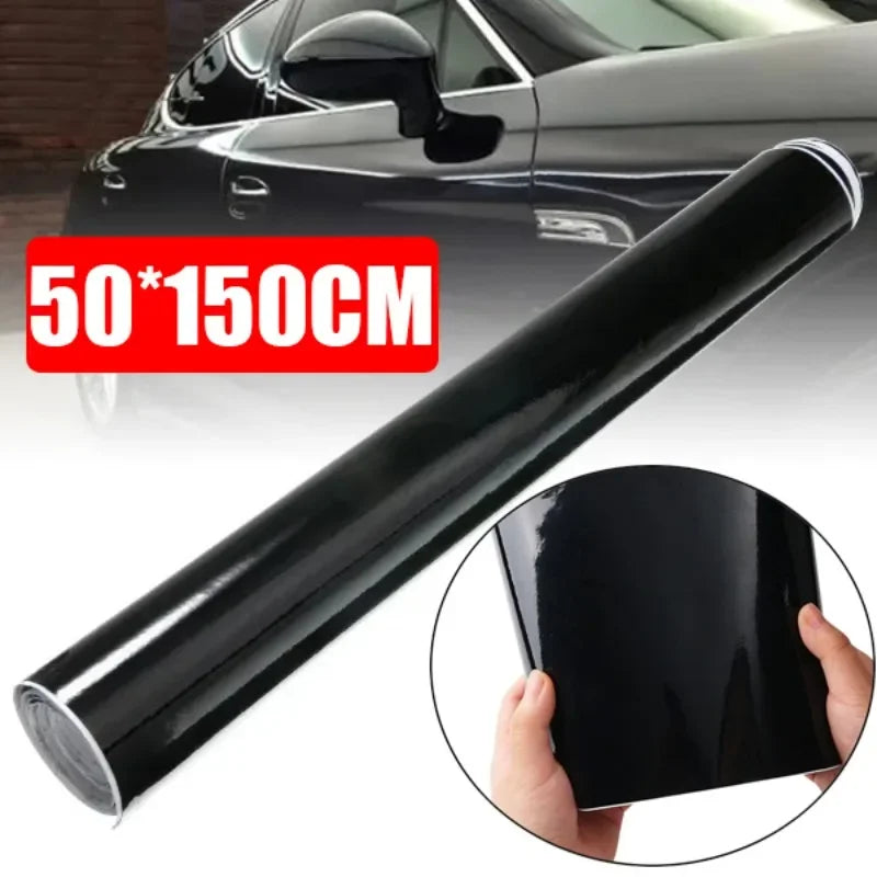 Gloss Black Car Body Film Vinyl Wrap Decals Self Adhesive Sticker Motorcycles Bike Auto Skin Color Changing Films 150*50cm 2028