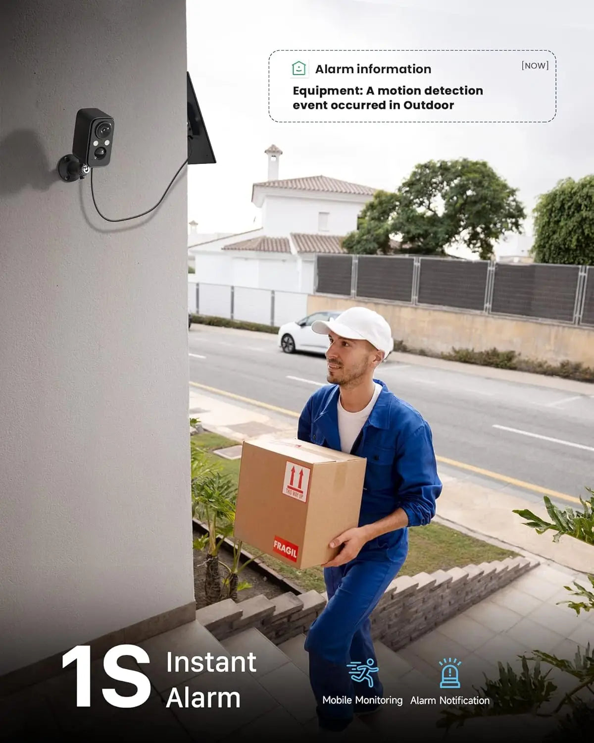 Wireless Outdoor Security Camera with Solar Panel, Motion Sensor, Floodlight & Night Vision - IP66 Waterproof Home Surveillance