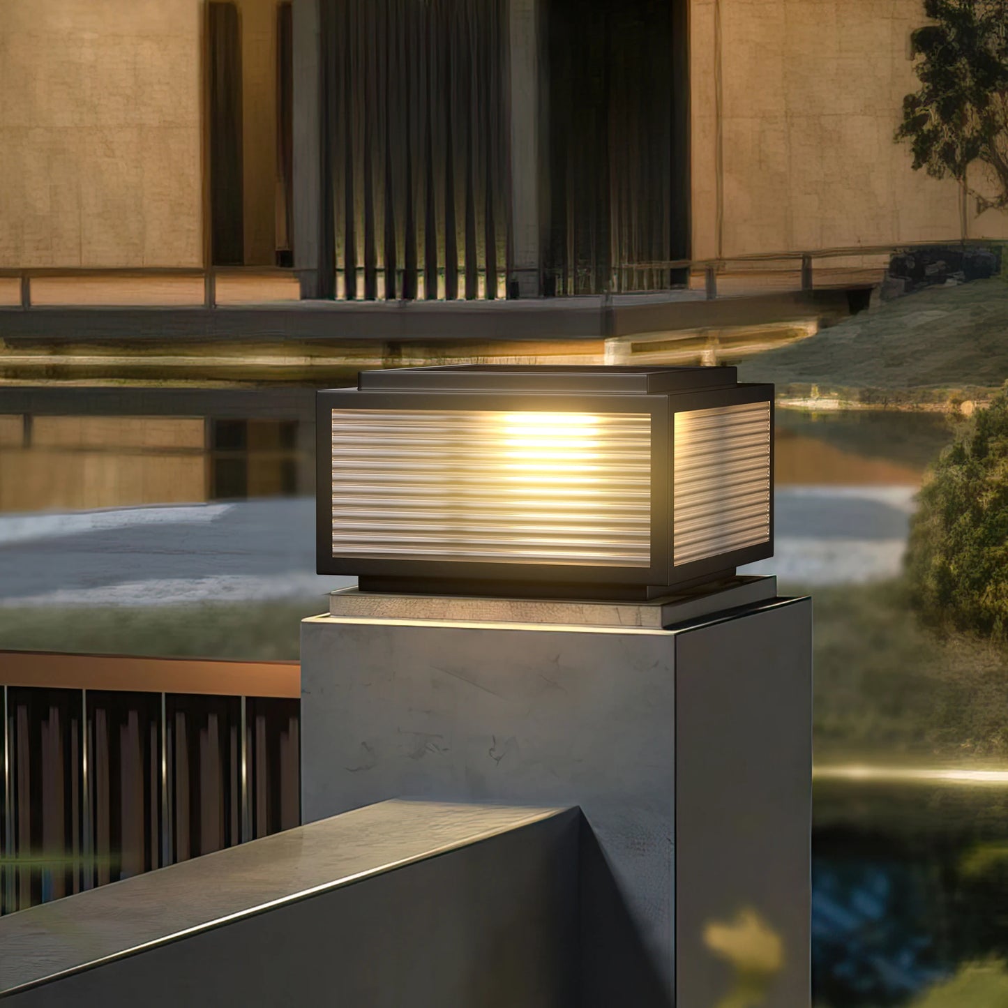 Solar Pillar Lights Outdoor, 30cm Metal&Glass Solar Post Cap Lights, Outdoor Post Lights Solar Powered Ip67 Waterproof