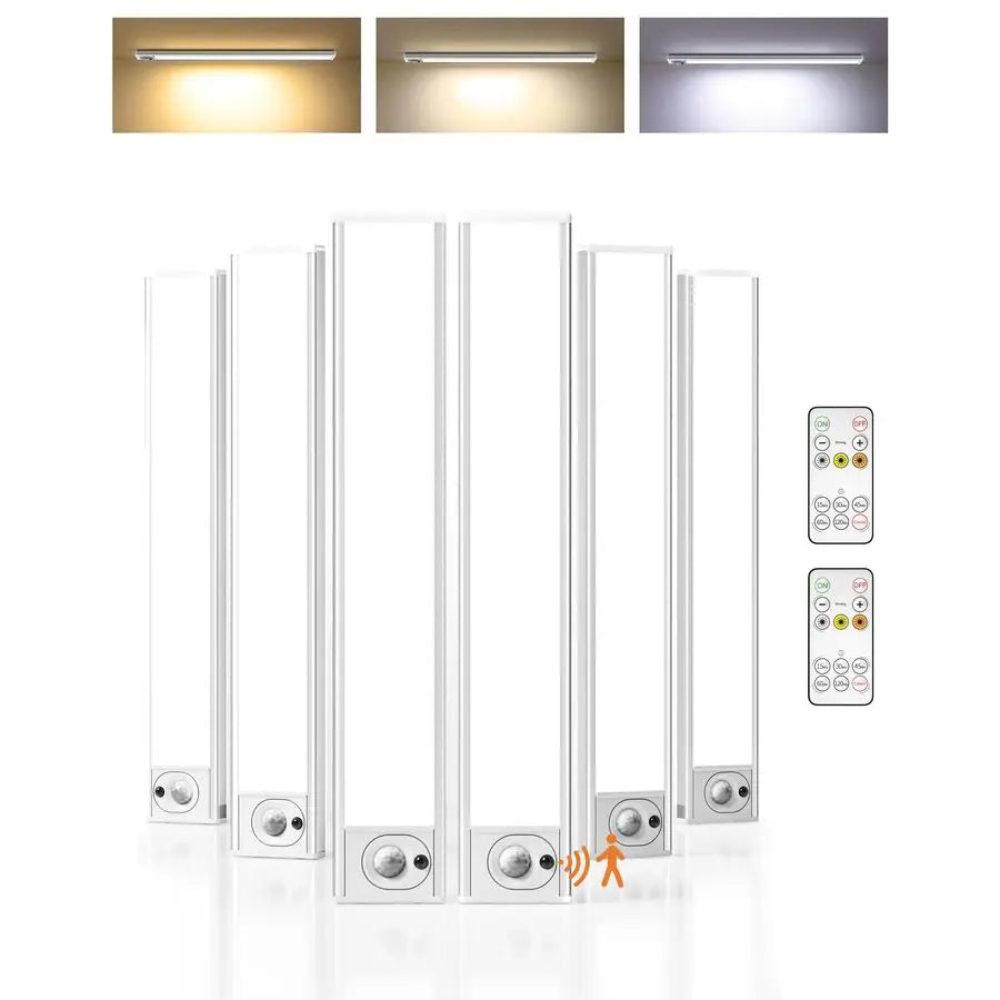 12inch Under Cabinet Lighting, Rechargeable Motion Sensor Light Wireless Indoor, Dimmable 3 Color Temps Closet Lights with Remot