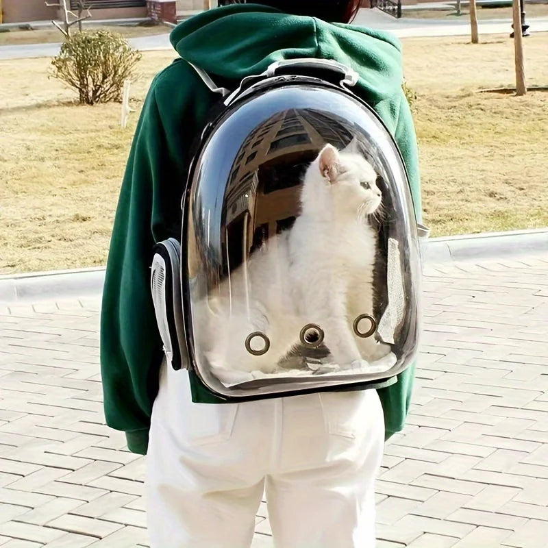 Breathable Transparent Pet Carrier Backpack with Harness for Cats & Small Dogs – Travel-Friendly & Ventilated Design