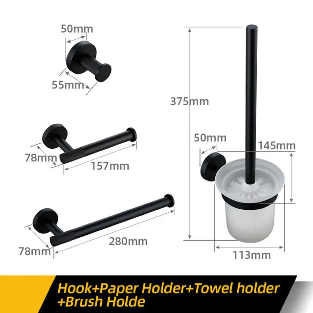 Matte Black Brass Knurled Bathroom Hardware Set Towel Bar Robe Hook Shelf Paper Holder, Customized