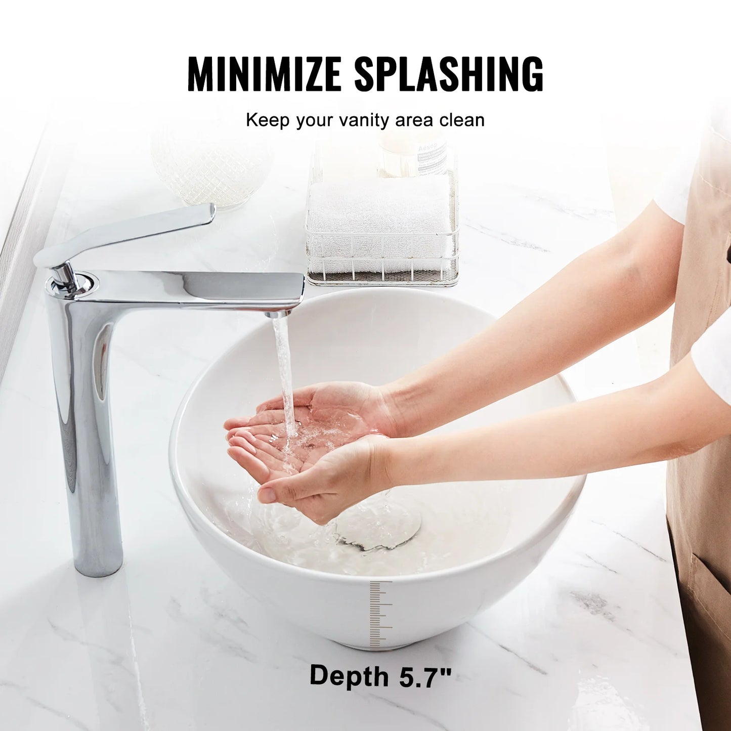 SucceBuy Oval Vessel Sink Vessel Sink Bowl Countertop White Ceramic Bathroom Sinks Above Counter for Bathroom Hotel and RV