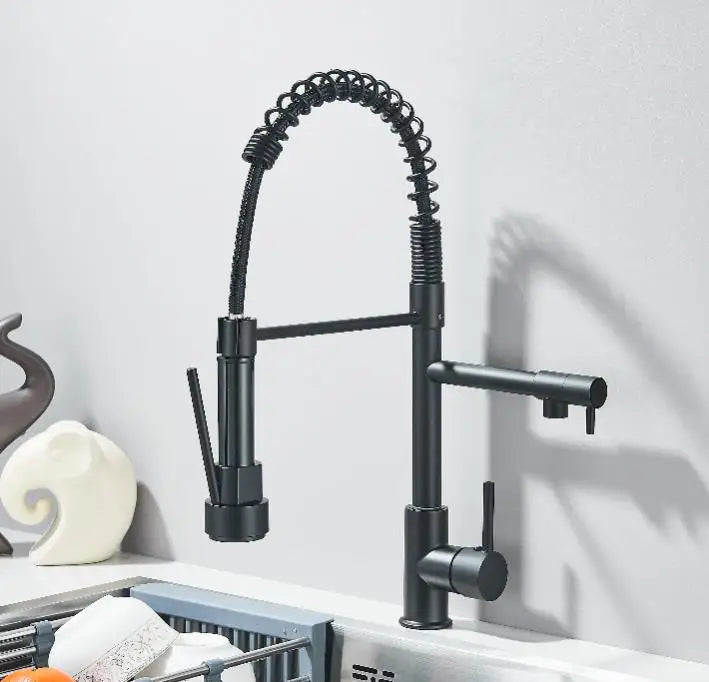 Uythner Luxury Creative Waterfall Basin Faucet Single Handle Deck Mount Basin Tap Black Brass Bath Hot Cold Water Vanity Tap