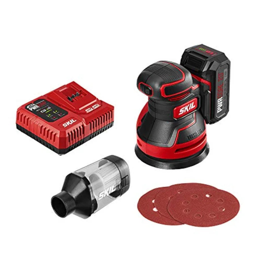 Core 20 Brushless 20V 5-Inch Random Orbital Sander Includes 2.0Ah Lithium Battery and PWRJump Charger - SR660302