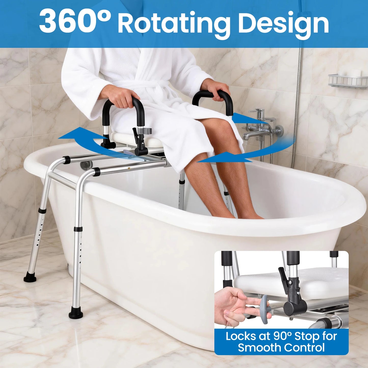 Adjustable Height Sliding Shower Chair 220 Lbs, Handicap Bath Seat with Backrest for Tub Safety & Mobility