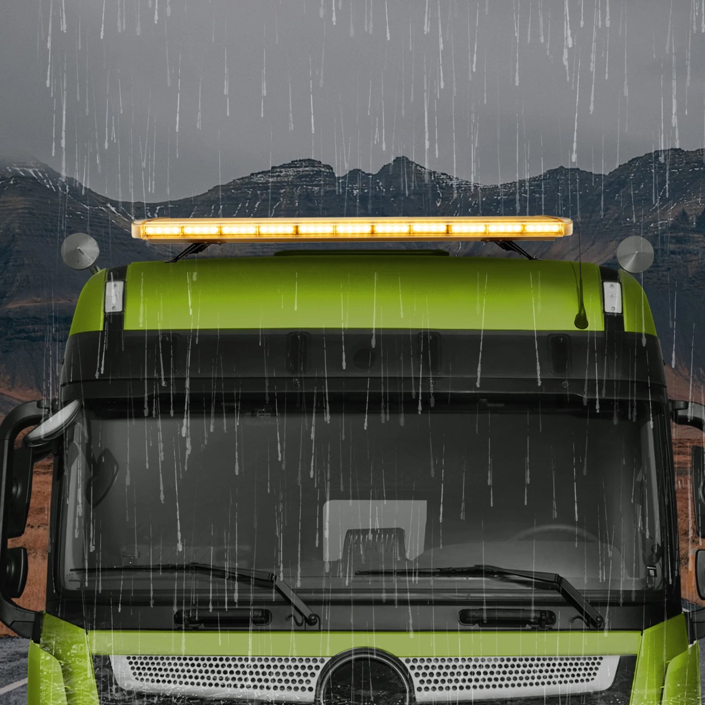 High-Visibility 96LED 360° Safety Strobe Light Bar, 16 Flash Modes+Remote Control, IP65 Waterproof, Yellow Emergency Warning