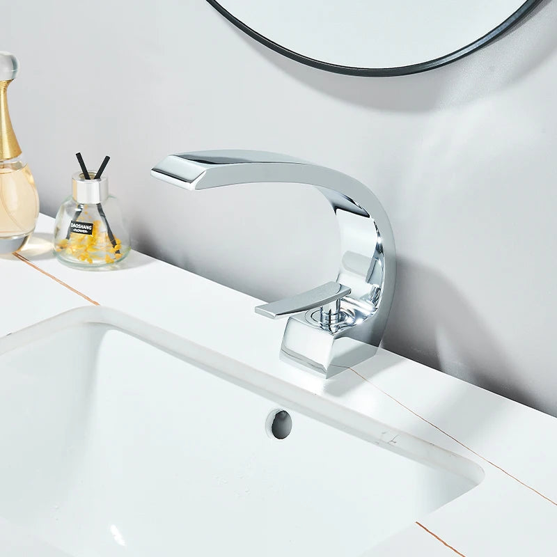 Basin Faucet Brass Chrome Faucet Brush Nickel Single Handle Deck Mounted Sink Mixer Tap Vanity Hot Cold Water Bathroom Faucets