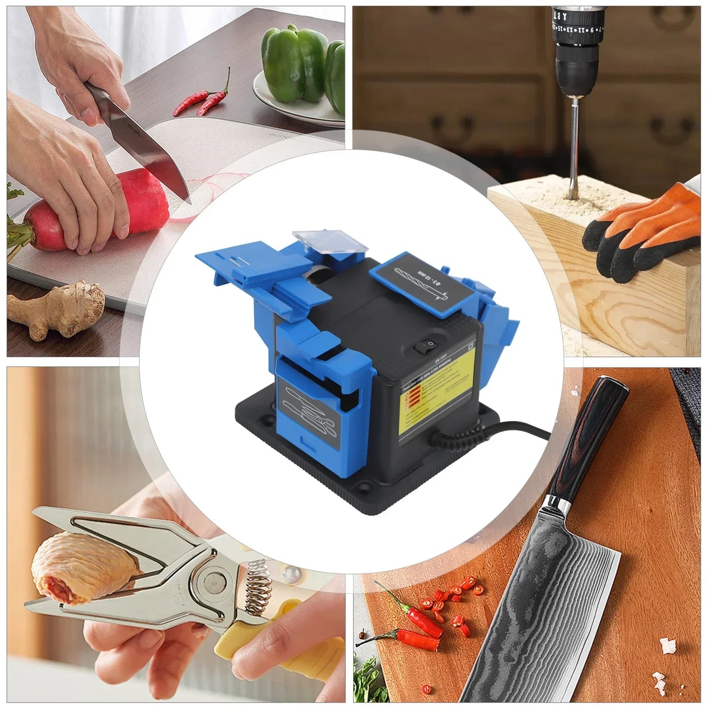 CNCEST 1350rpm Efficient Multifunctional Drill Bit Grinder, Adjustable Angle Electric Sharpener for Restaurants & Repair Shops