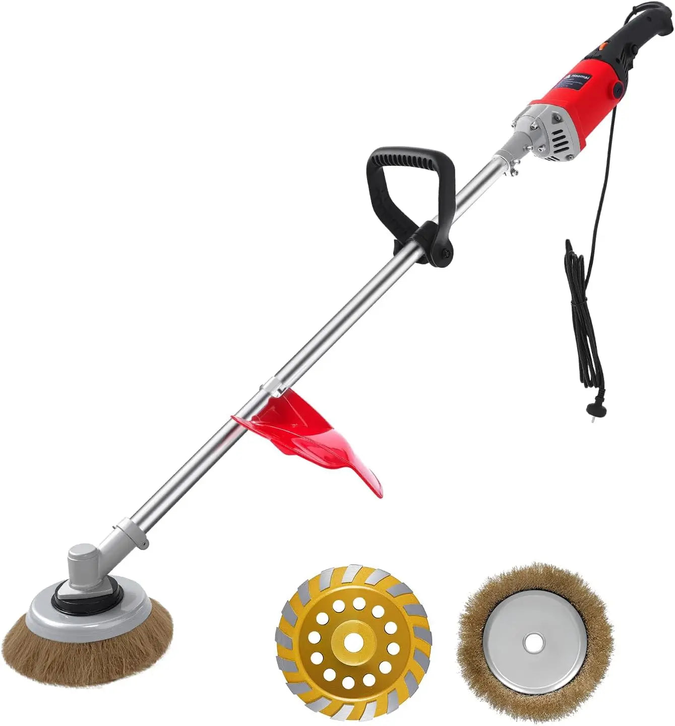 Multifunctional Concrete Grinder with 6 Speeds, Diamond Disc & Wire Brush for Floor Polishing and Metal Derusting