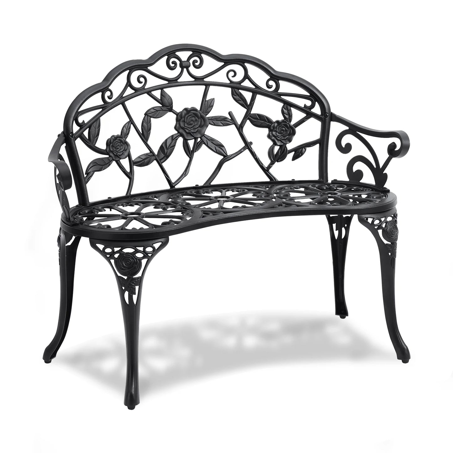 SucceBuy Outdoor Bench Wooden Metal Garden Bench for Outdoors 480 lbs Load Capacity Bench Outdoor Garden Park Bench