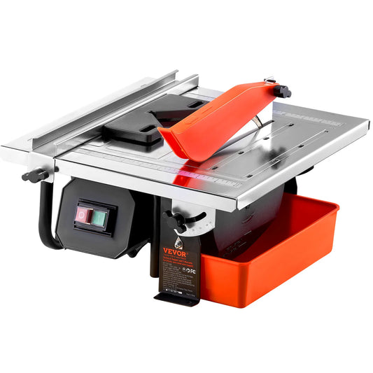 SucceBuy Wet Tile Saw 7-inch 65Mn Steel Blade 3500 RPM Induction Motor Tile Cutter Wet Saw Water Reservoir 0-45 Degrees Angle