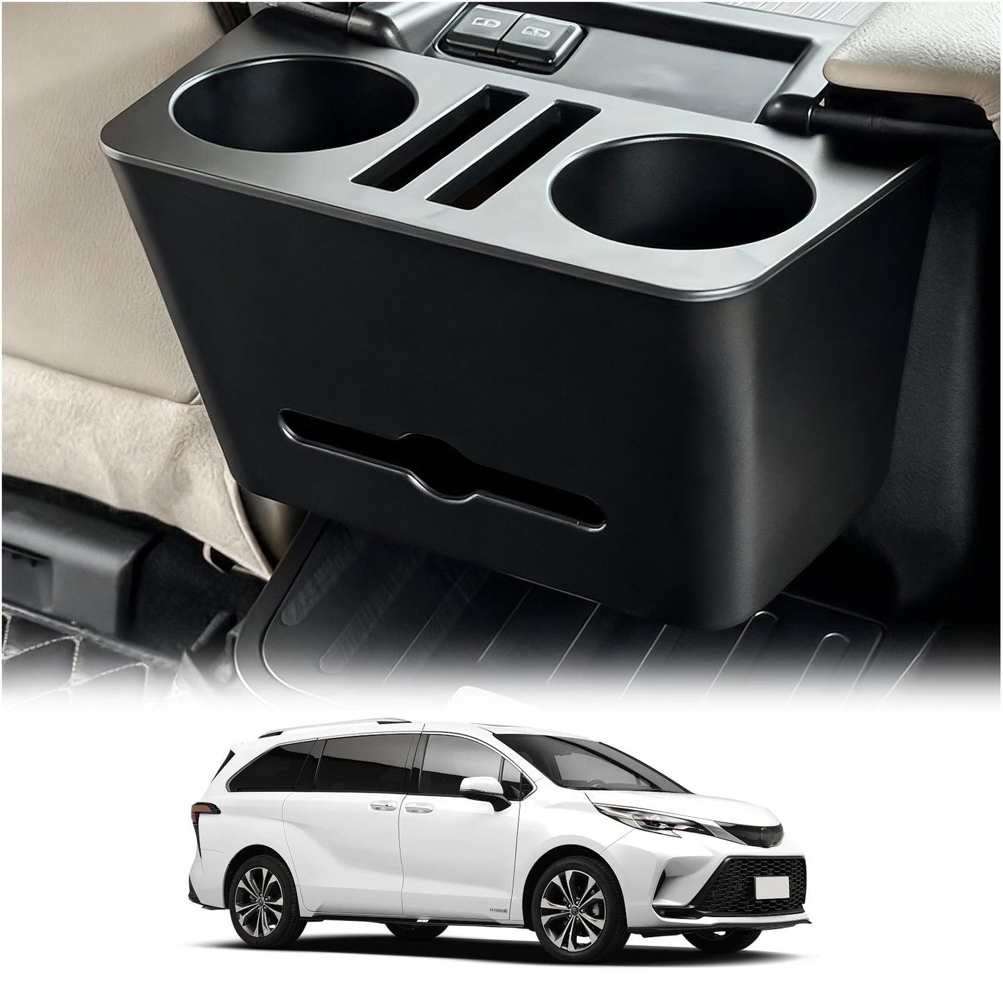For Toyota Sienna 2024-2025 Car Central Control Armrest Cup Holder Tissue Box Storage Box Organizer Case Interior Accessories