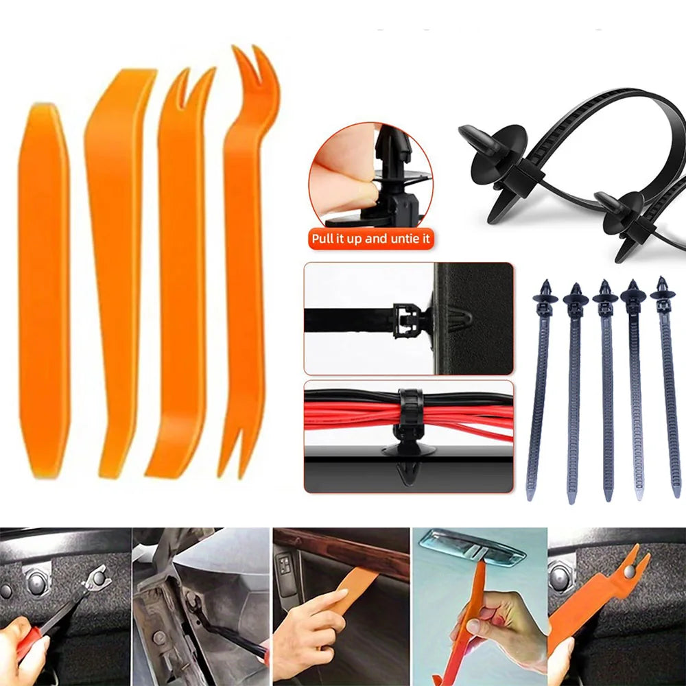 725Pcs Car Push Retainer Clips Auto Fasteners Assortment 23 Sizes Bumper Fender Rivets with 10 Cable Ties and Fasteners Remover