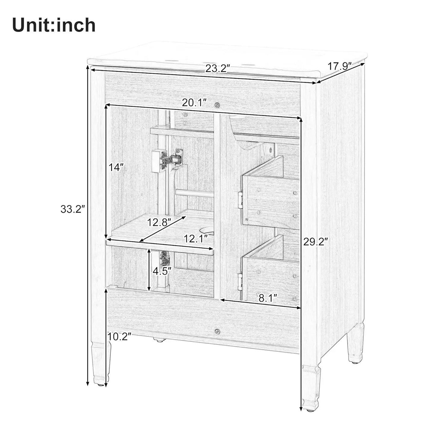 24-inch Bathroom Vanity with Sink Combo, Free-Standing Single Bathroom Storage Cabinet with One Flip Drawer,, Customized