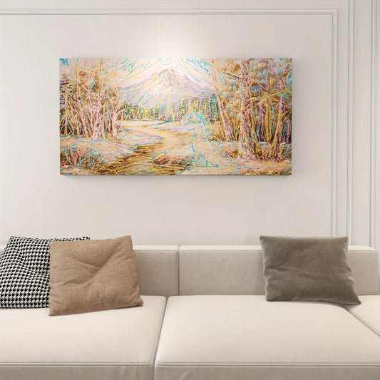 An abstract poster of an artistic landscape, suitable for living room, bedroom, hallway, 1.5 inch thick pine solid wood frame