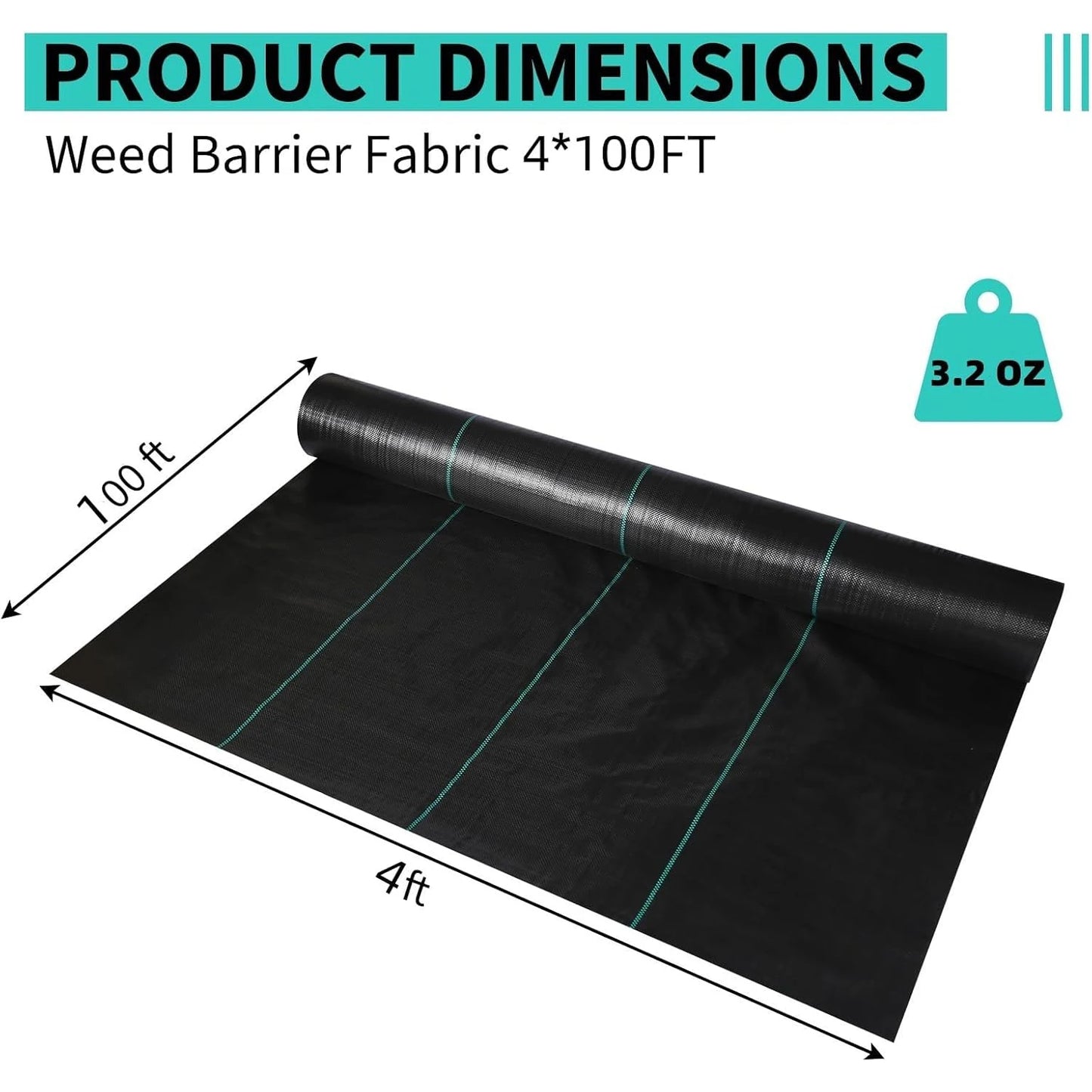Weed Barrier Fabric Heavy Duty Landscape Fabric & Ground Cover with UV Protection Gardening Mat for Gardens Landscaping Driveway