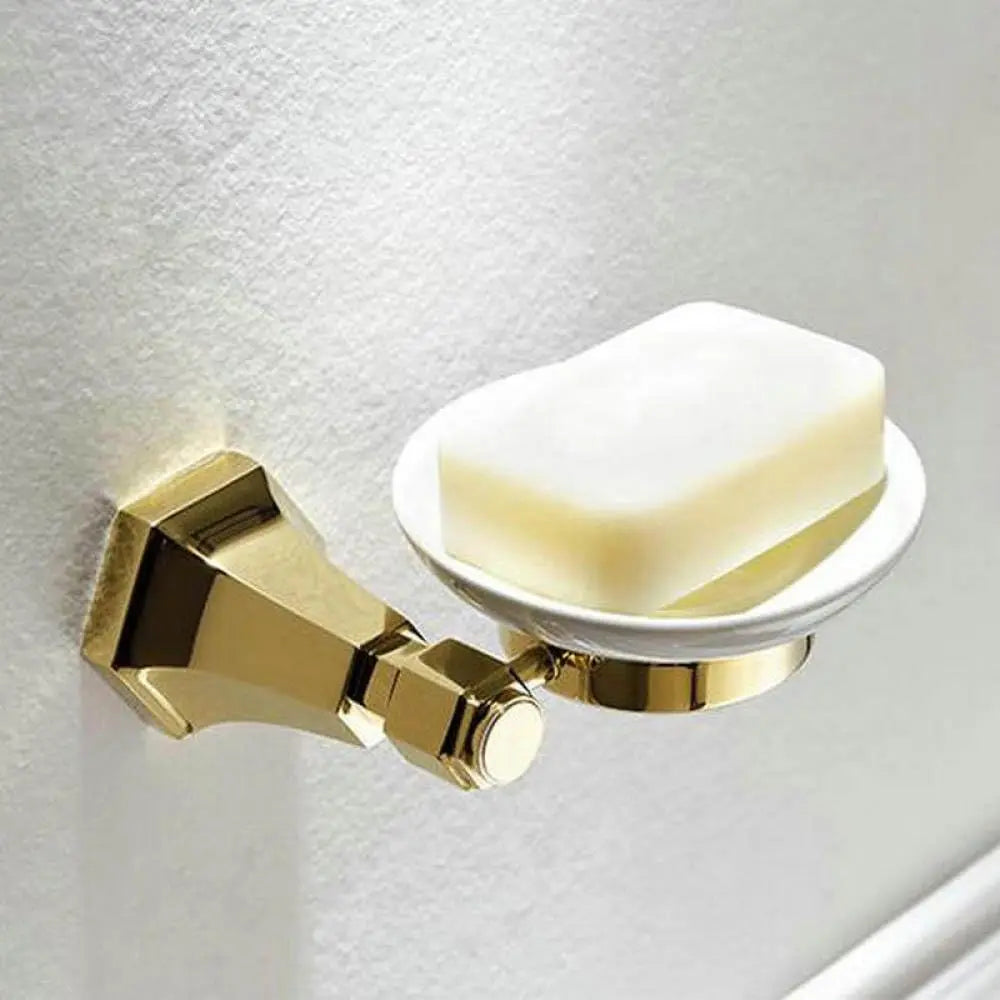 Golden Brass Geometric Bathroom Hardware Set Towel Shelf Soap Dispenser Toilet Brush Towel Bar, Customized