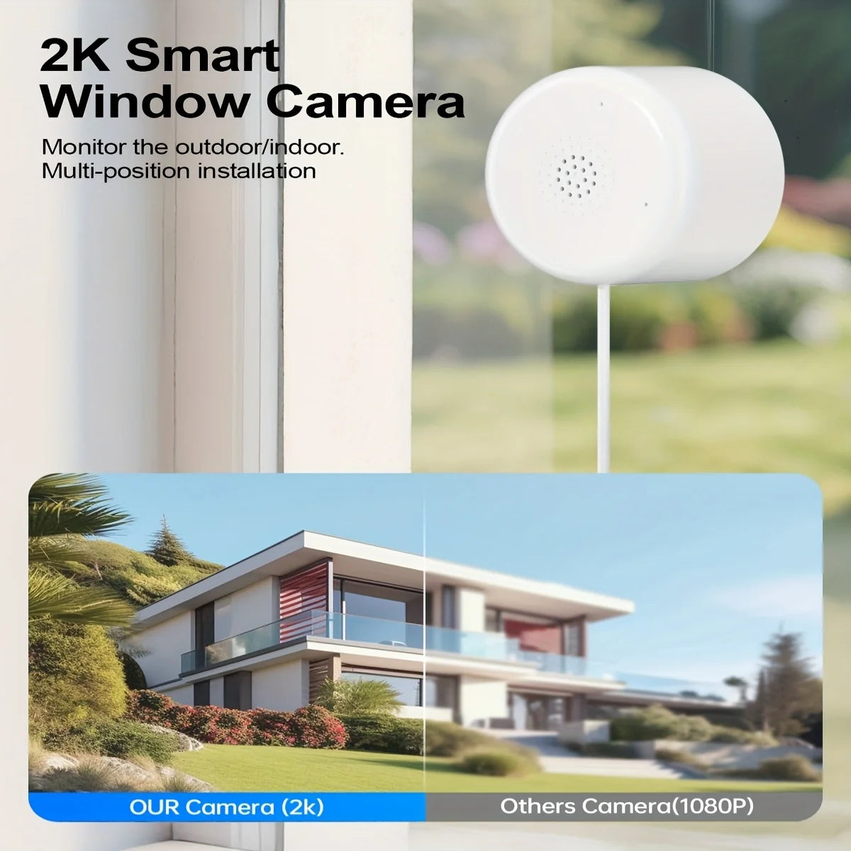 4PCS Window Camera, 2K 2.4G WIFI Indoor Cameras for Home Security with Starlight Night Vision, AI Smart Detection, 911 Emergency