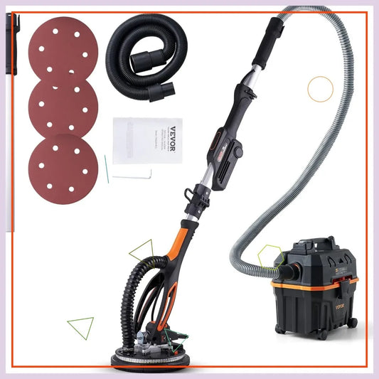 Electric Drywall Sander, 800W Brushless Motor, Variable Speed 1000-2300 RPM, Foldable with LED Lights and Extendable Handle