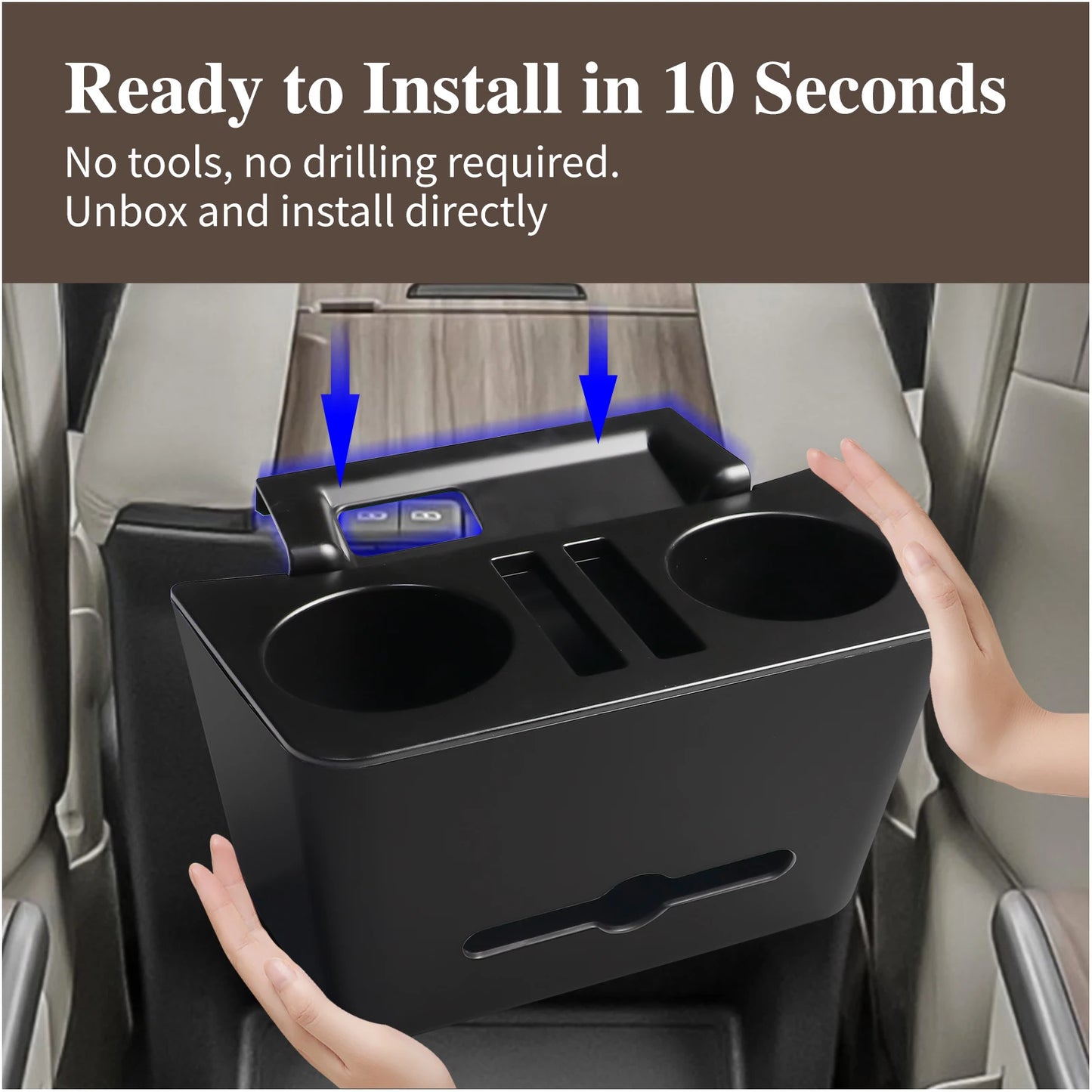 For Toyota Sienna 2024-2025 Car Central Control Armrest Cup Holder Tissue Box Storage Box Organizer Case Interior Accessories