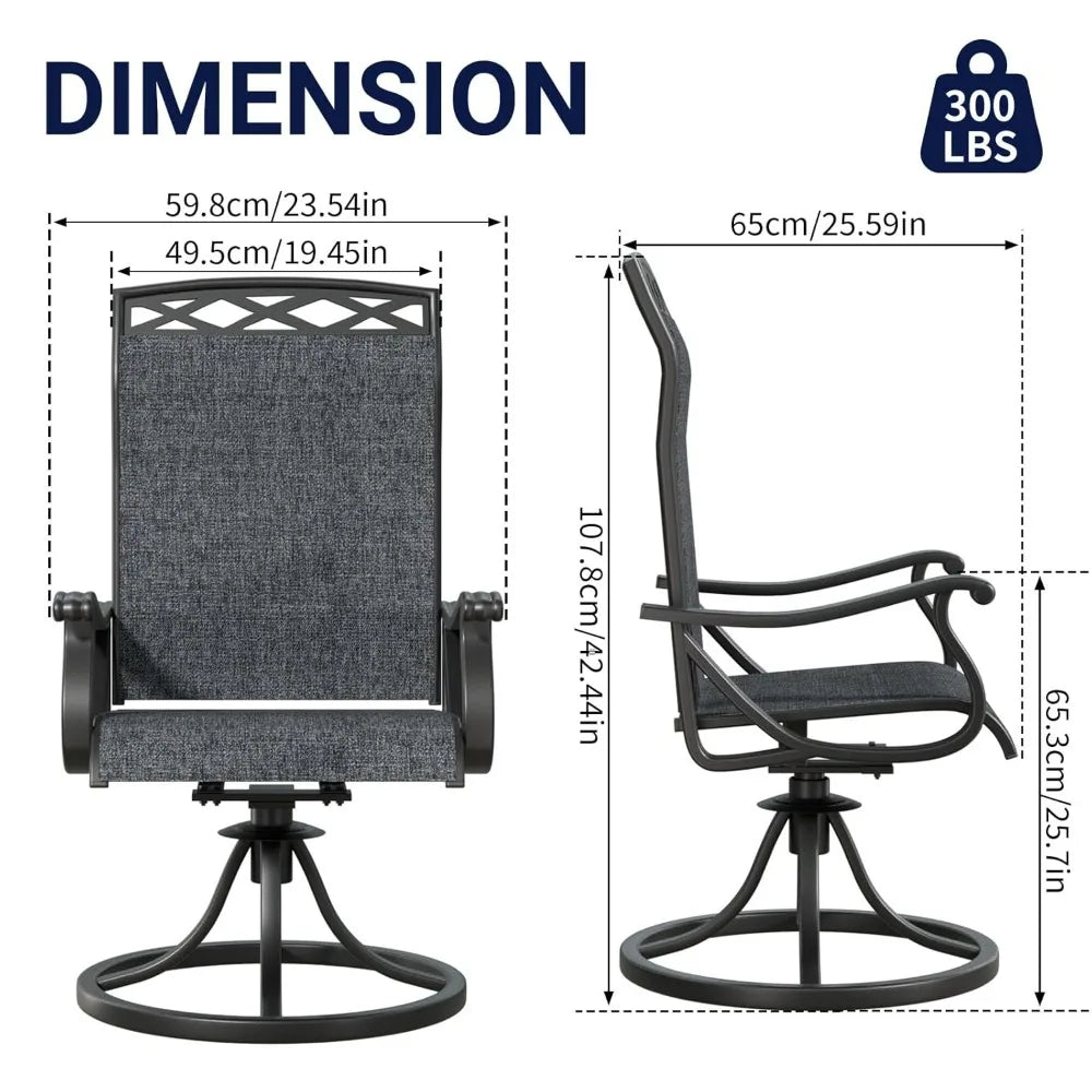 360° Swivel Rocker Patio Chairs Set 2 All Weather Ergonomic High Back 15° Rocking Outdoor Dining 2pc Custom