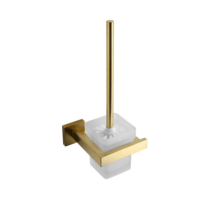 Brushed GoldBathroom Hardware Set Kit Accessories Wall Shelf Towel Bar Rack Rail Robe Hanger Toilet Brush Roll Paper Holder Dish