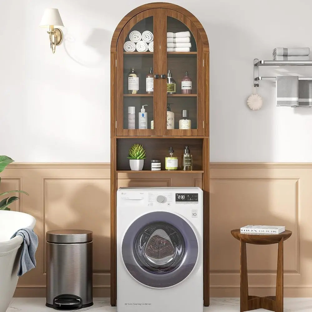 Arched Over The Toilet Storage Cabinet with Acrylic Do, 4 Tier Small Bathroom Shel Organizer, Century ern Bathroom Cabinet with