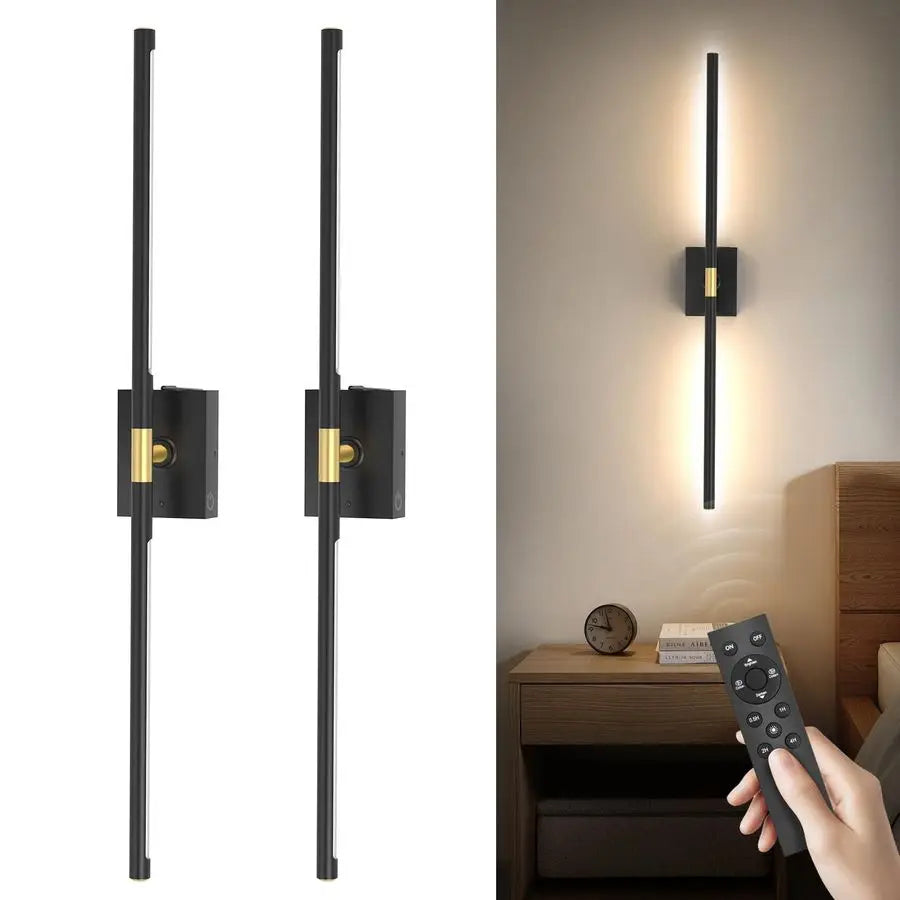 Operated Wall Sconces Set of 2, 10000mAh Rechargeable Wall Lights with Remote, 360 Rotate 3000K6000K LED Wireless Wall Light Fix