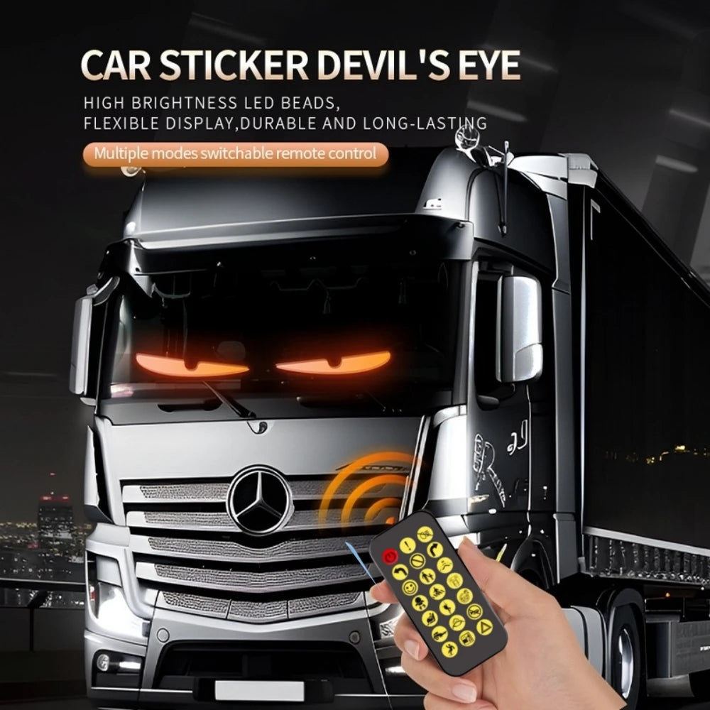 2PCS LED light Eyes For Car Trailer Truck Windshield Wireless Adhesiveled LED Eye Screen Animated LED Eyes For Car That Blink