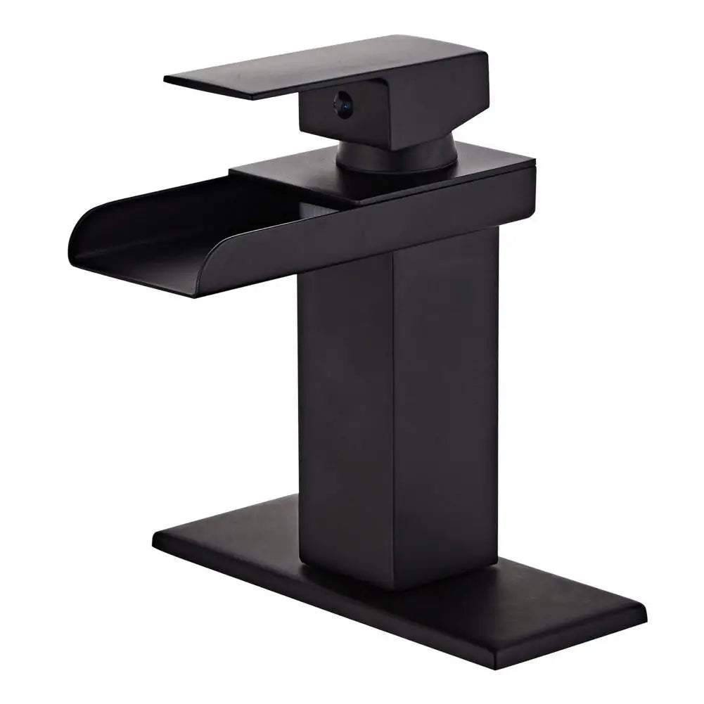 Matte Black Basin Faucet Mounted Single Lever Bathroom Crane Waterfall Brushed Nickel Bathroom Tap Hot Cold Water Mixer Taps