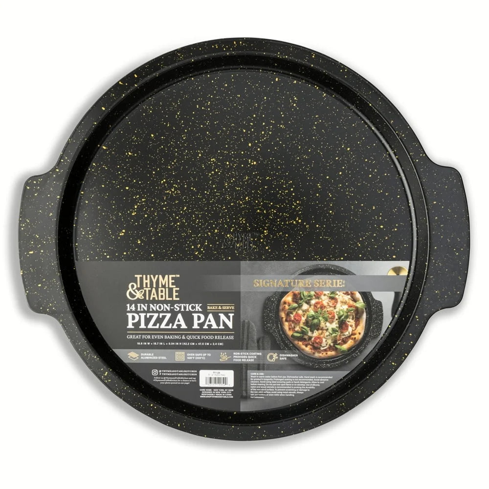 14 Inch Non Stick Pizza Pan Durable Metal Bakeware Oven Safe Easy Cleanup Versatile Kitchen Essential Perfect Baking Results