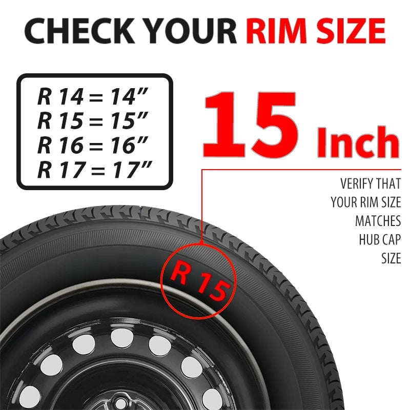 Sports Caps Rim 15inch Hub Cover for Iron Rim Wheel Cover Set of 4 Steel Replacement Plastic Hubcap for R15 Tire Car Accessories