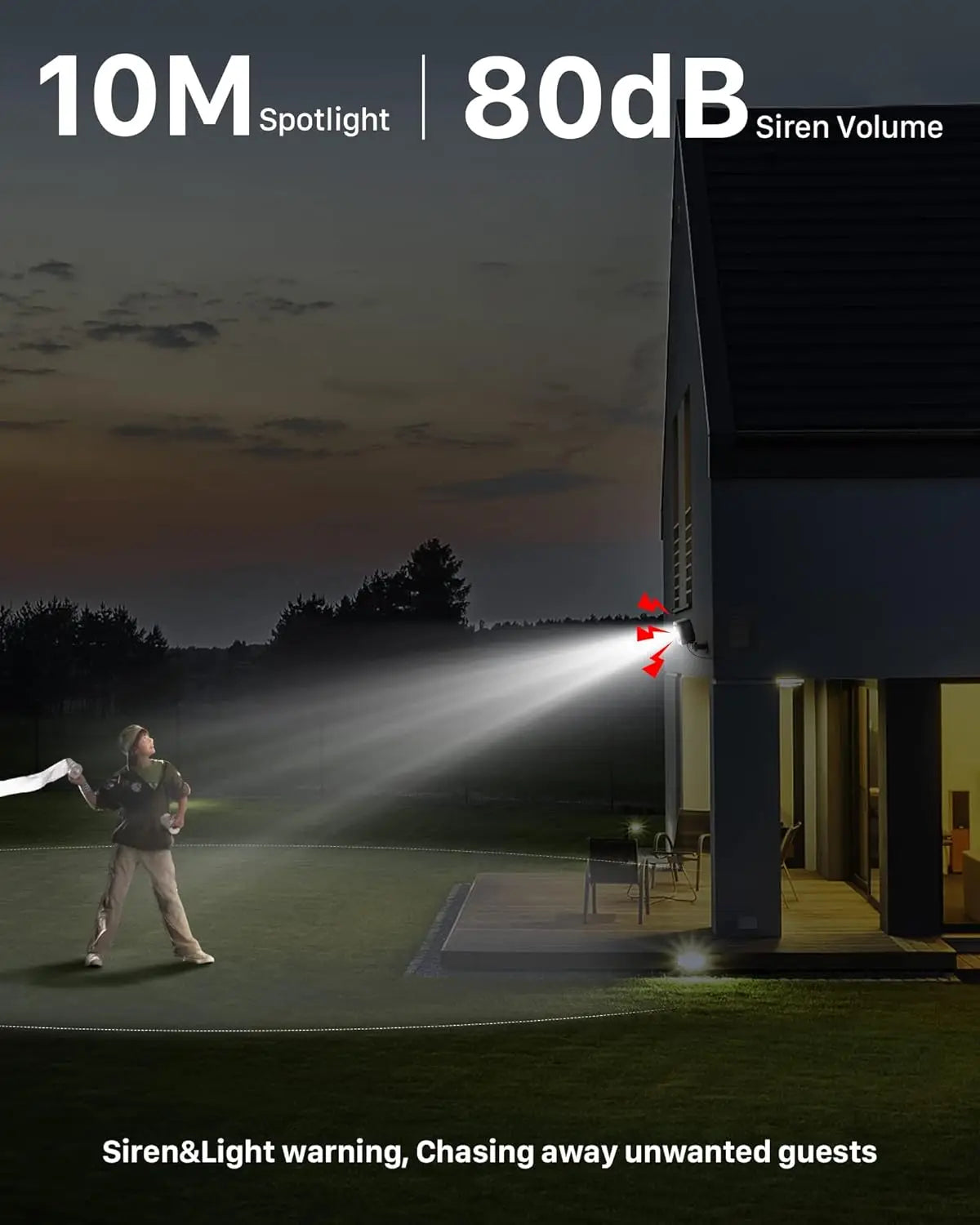 Wireless Outdoor Security Camera with Solar Panel, Motion Sensor, Floodlight & Night Vision - IP66 Waterproof Home Surveillance