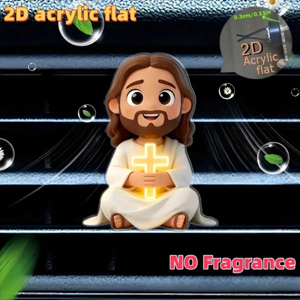 2D Flat Jesus Holding Cross Pattern Car Air Vent Clip Decor, Fragrance Diffuser, Perfect Holiday Gift, Refreshes Car Interior, Cute Car Decor, Angel Shaped Car Accessory, Random Fragrance, Customizable Fragrance Oil. Best Gif