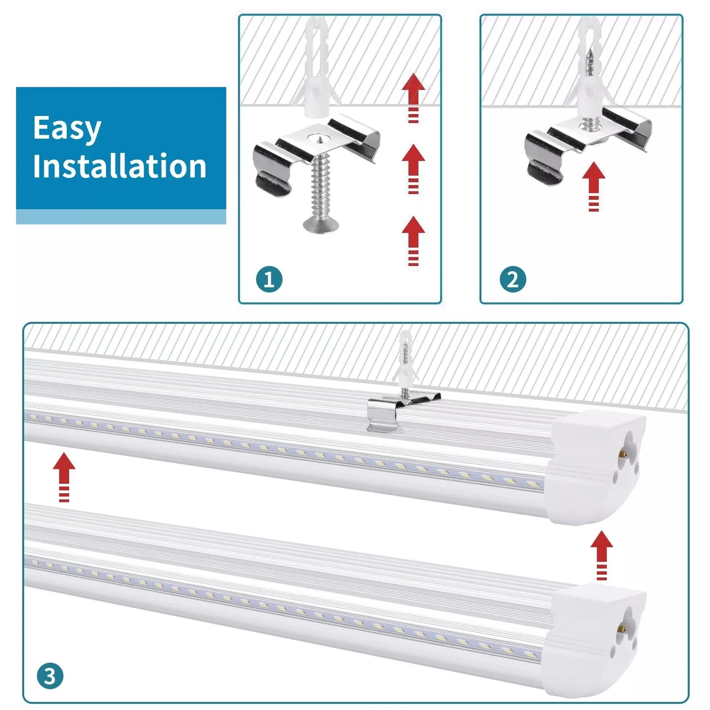 12 Pack, 8FT Led Shop Light, 100W 6000K Clear White,Led Shop Light 8FT 110V Linkable Integrated V-Shape for Shop, Garage,