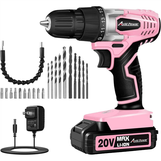 20V Cordless Drill Set for Home DIY & Beginner Projects - Lightweight Power Drill with Battery Charger & 22 Bits, Variable