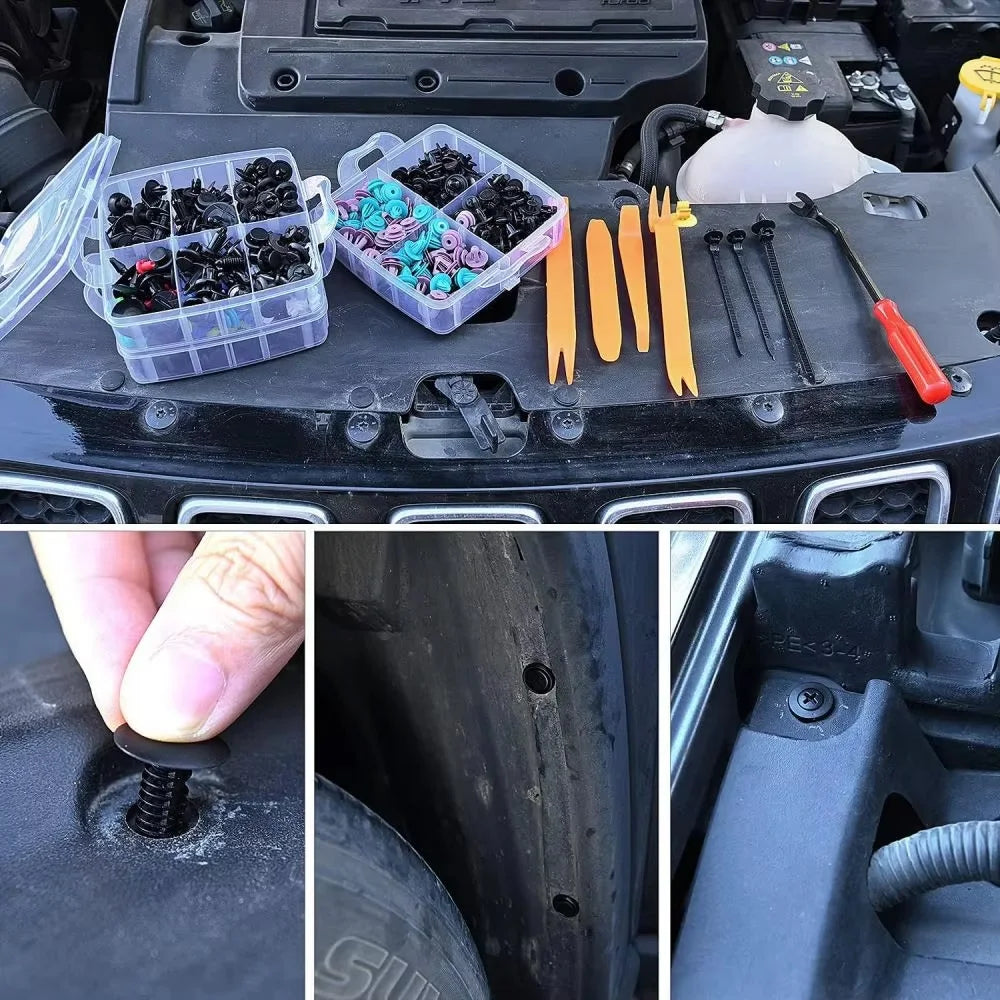 725Pcs Car Push Retainer Clips Auto Fasteners Assortment 23 Sizes Bumper Fender Rivets with 10 Cable Ties and Fasteners Remover