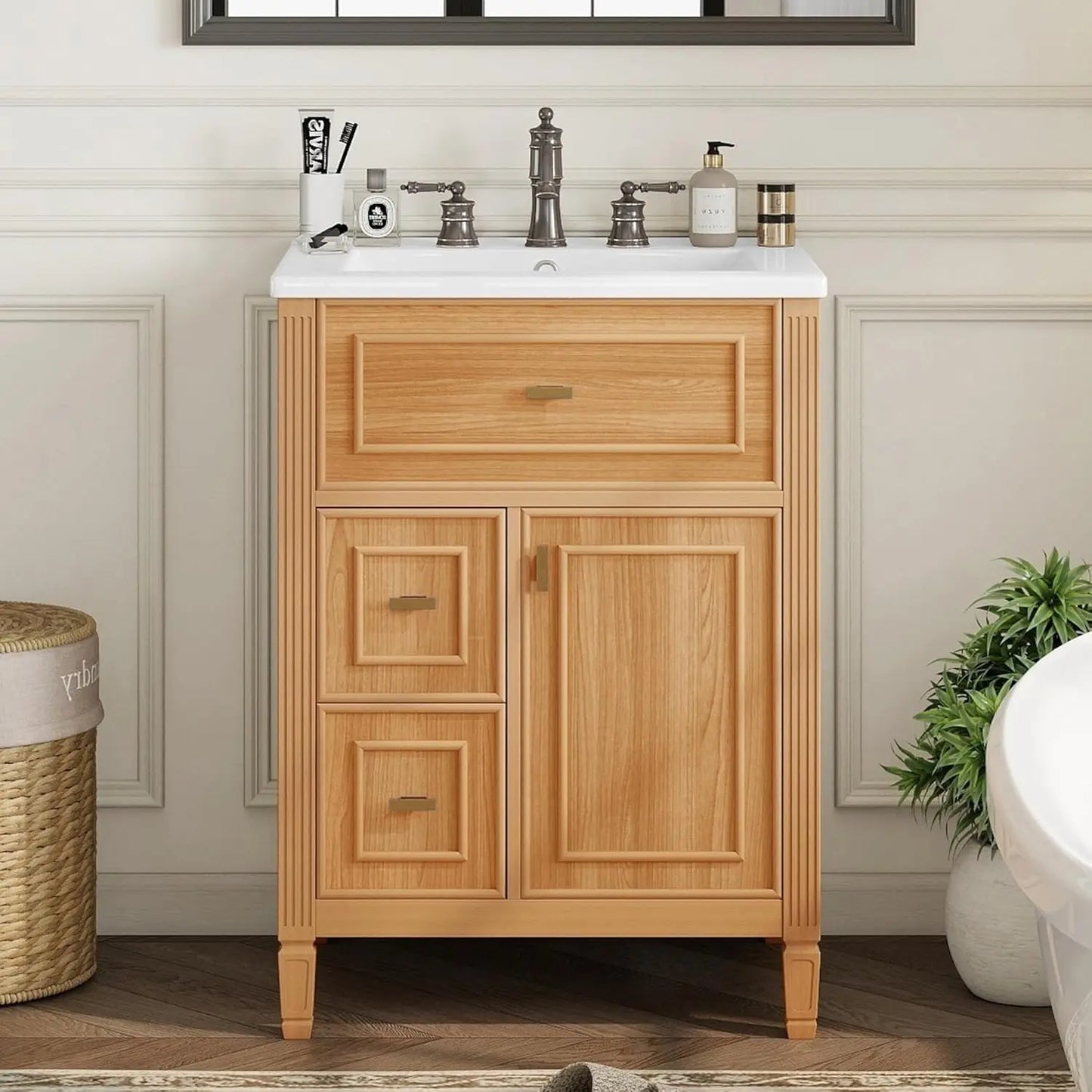 24-inch Bathroom Vanity with Sink Combo, Free-Standing Single Bathroom Storage Cabinet with One Flip Drawer,, Customized