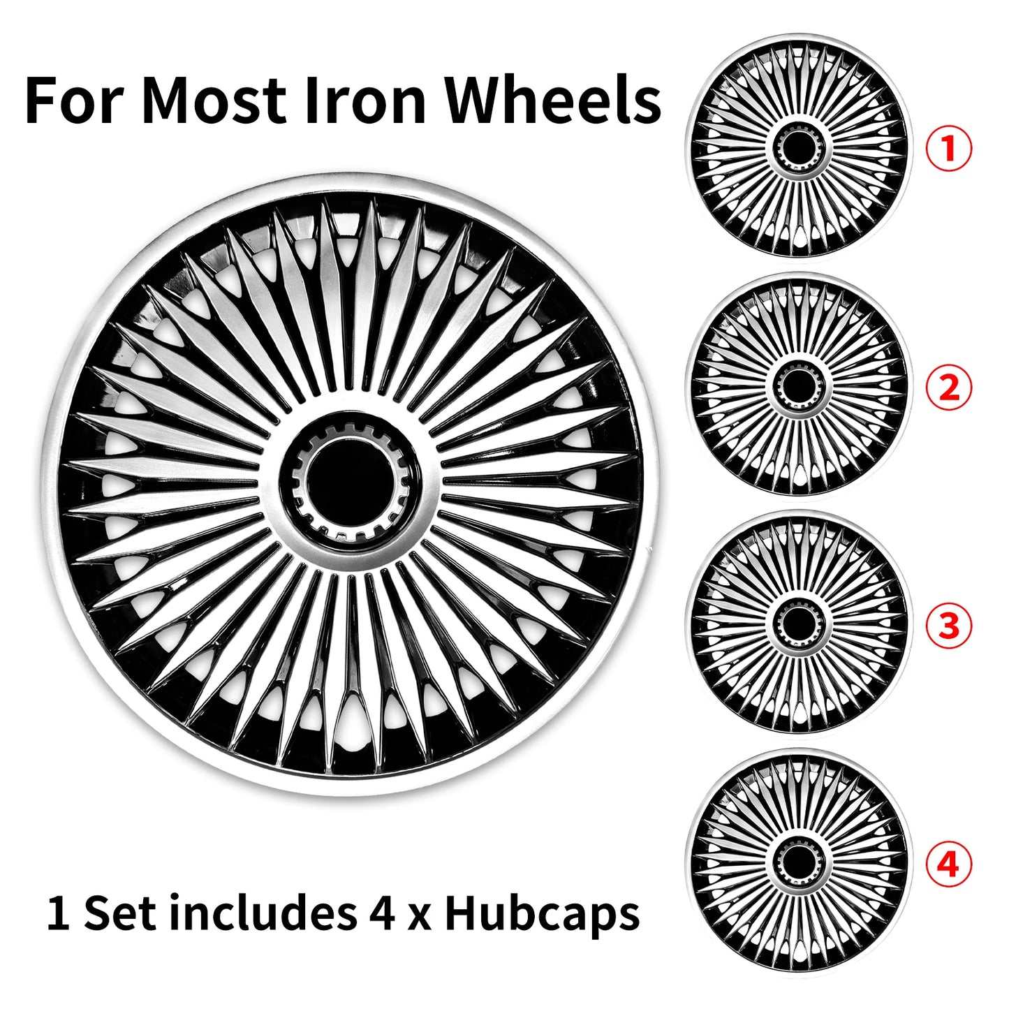 Sports Caps Rim 15inch Hub Cover for Iron Rim Wheel Cover Set of 4 Steel Replacement Plastic Hubcap for R15 Tire Car Accessories