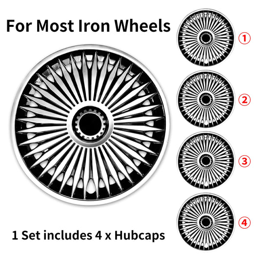 Sports Caps Rim 15inch Hub Cover for Iron Rim Wheel Cover Set of 4 Steel Replacement Plastic Hubcap for R15 Tire Car Accessories