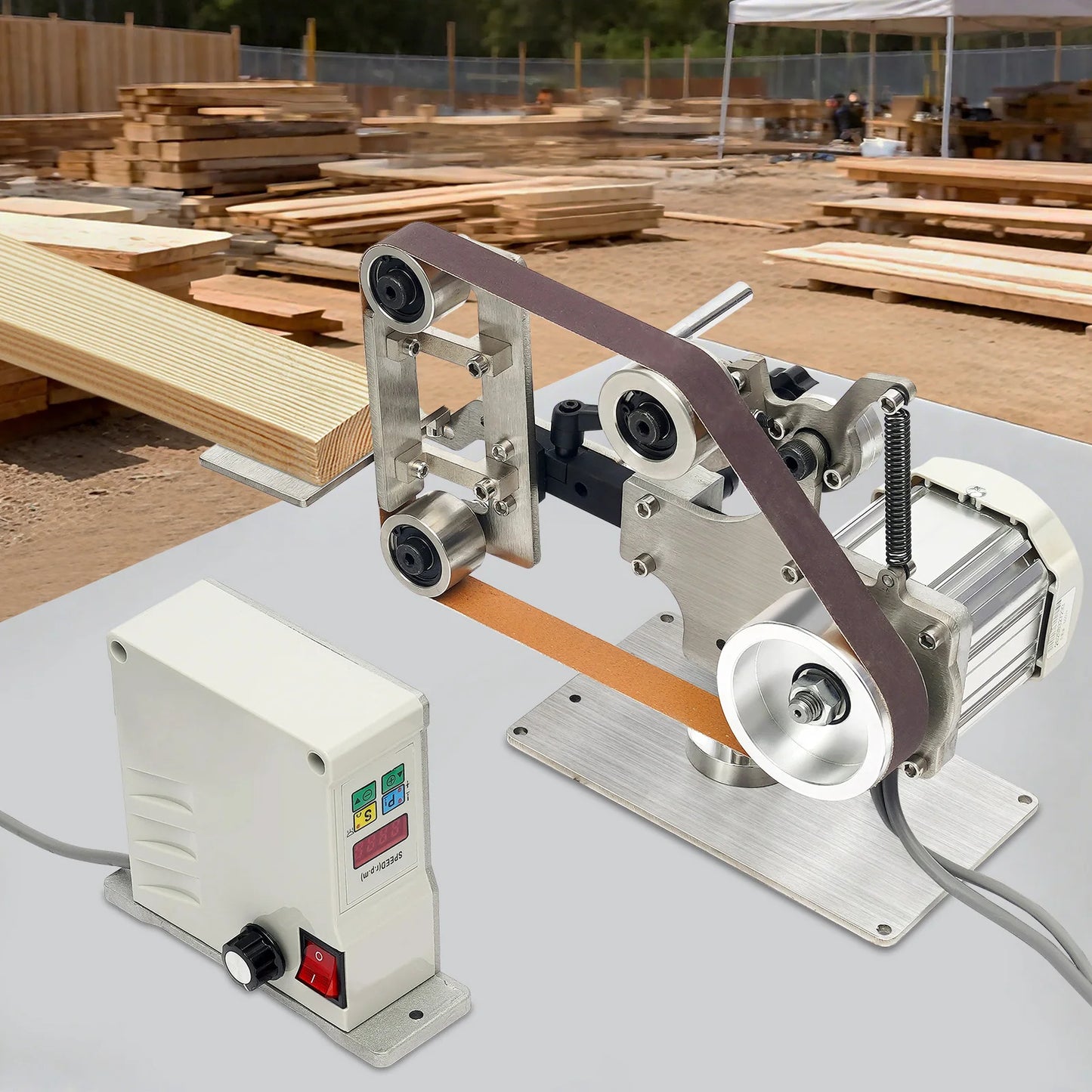 550W Desktop Belt Sander DIY Polishing Grinding Machine 5000rpm Abrasive Belt Machine for Metal Processing/Jewelry Making