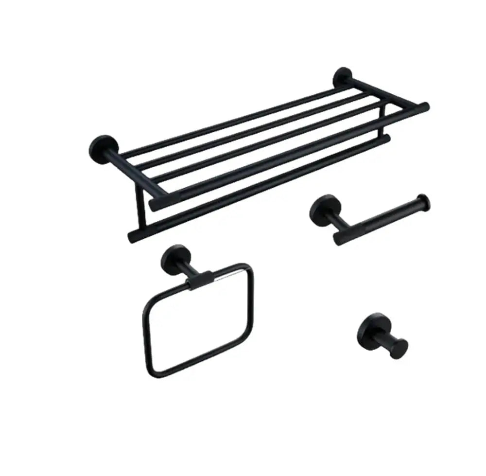 Matte Black Brass Knurled Bathroom Hardware Set Towel Bar Robe Hook Shelf Paper Holder, Customized