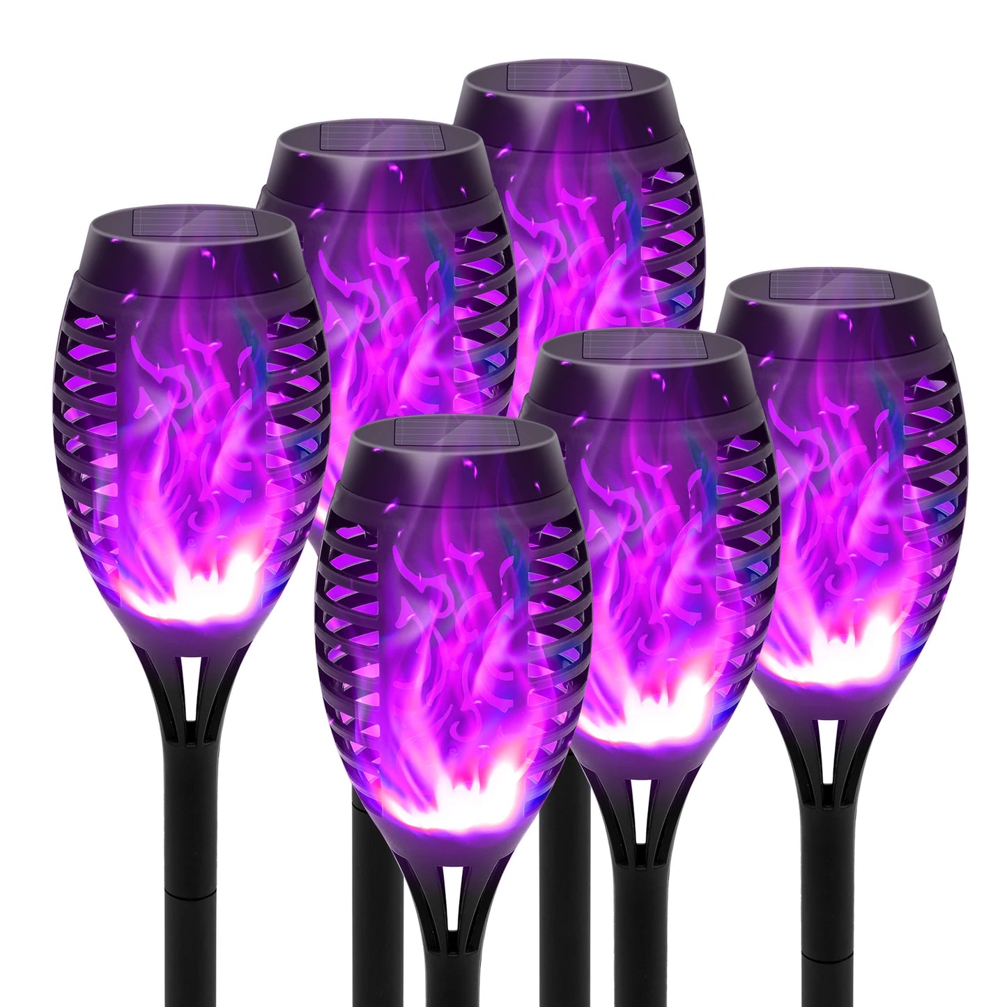 4/6/8/12Pcs Solar Flame Torch Light LED Flickering Outdoor Decoration Powered For Lawn Path Yard Patio Floor Night Lamp